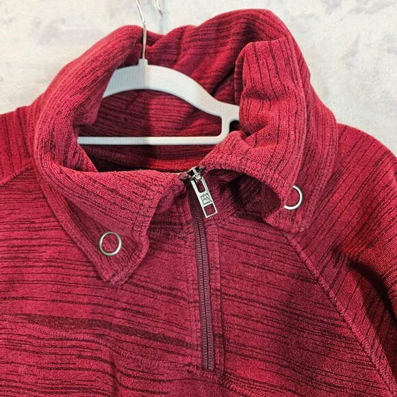 Avalanche Womens L Red Quarter-Zip Pullover fleece Zipper Pockets Thumbholes - Picture 5 of 11